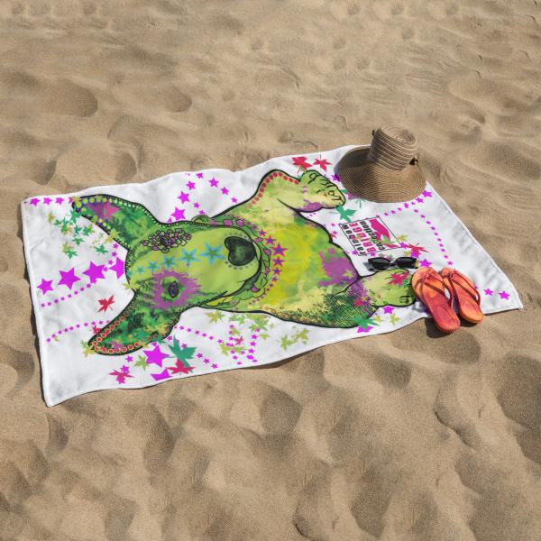 Badehandtuch Roxy – Popart-Hundemotiv, 75x165 cm, 100 % Polyester, weich & schnelltrocknend